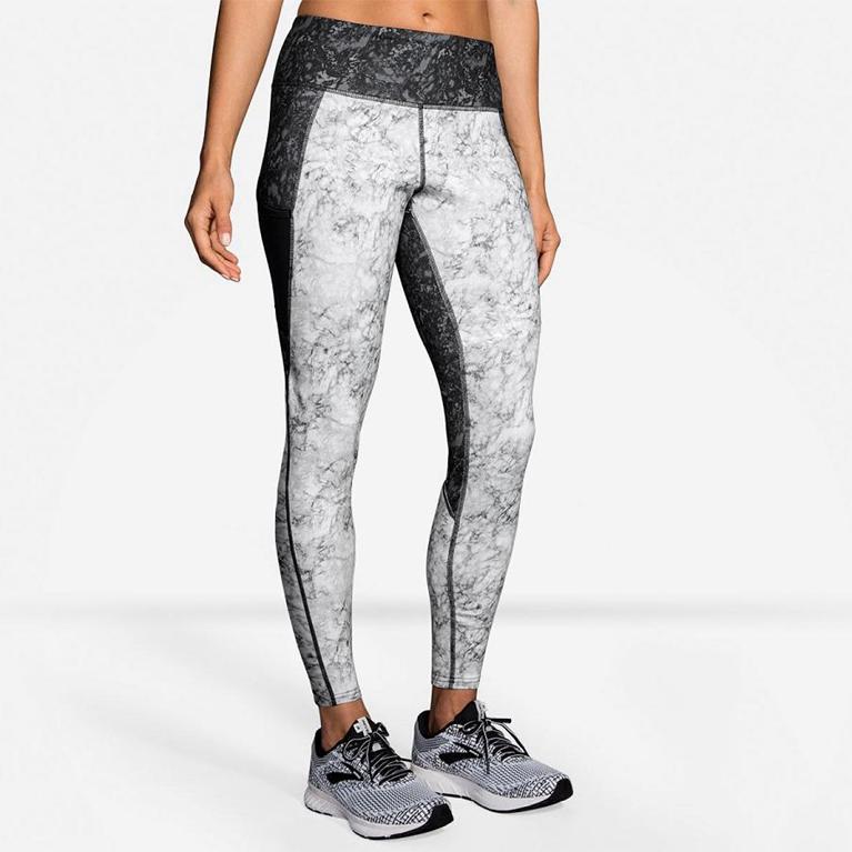 Brooks Threshold Running Leggings - Women's - White (82940-PRMD)